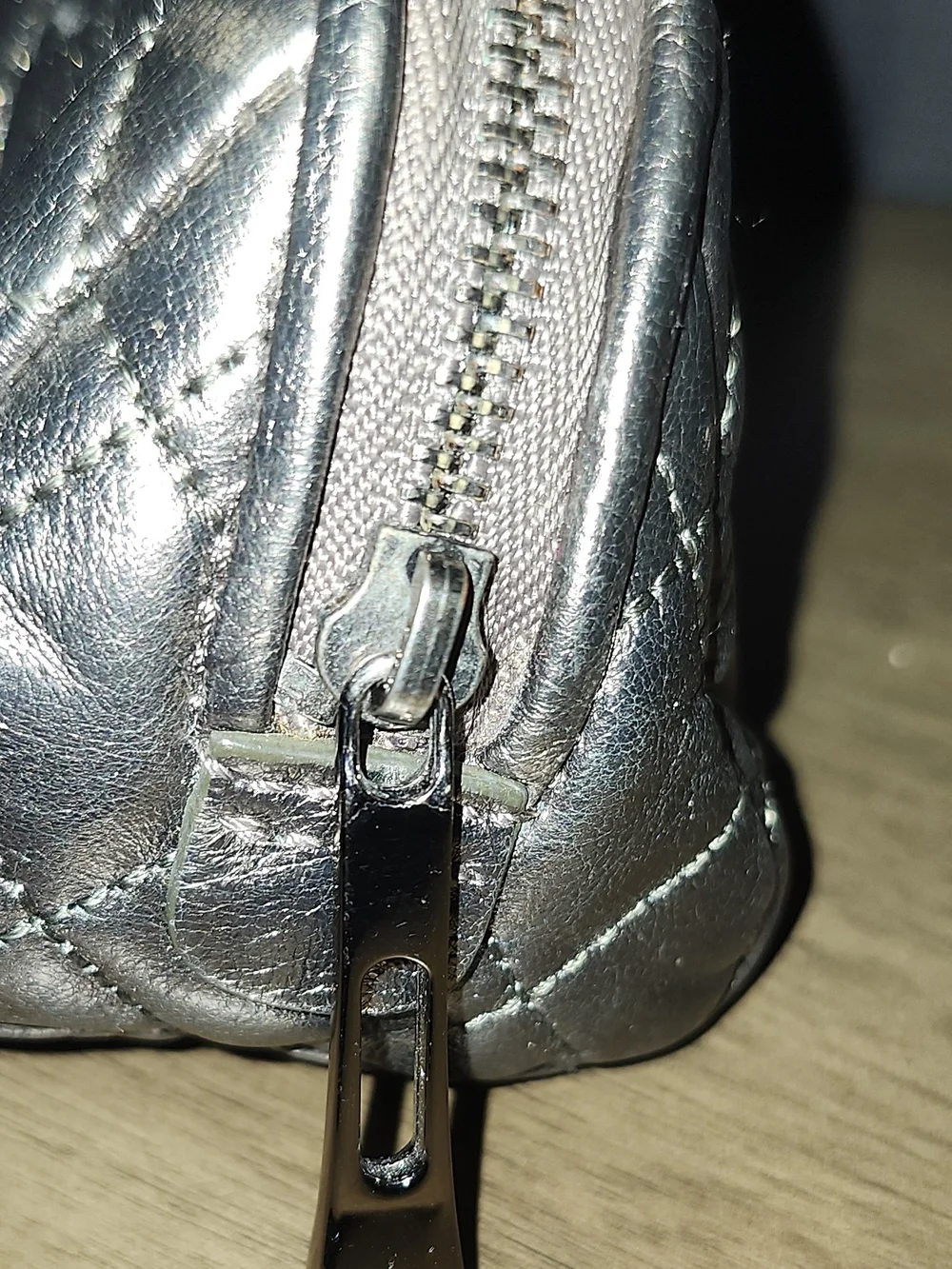 Burberry Gunmetal Quilted Wristlet Clutch - Metallic Leather